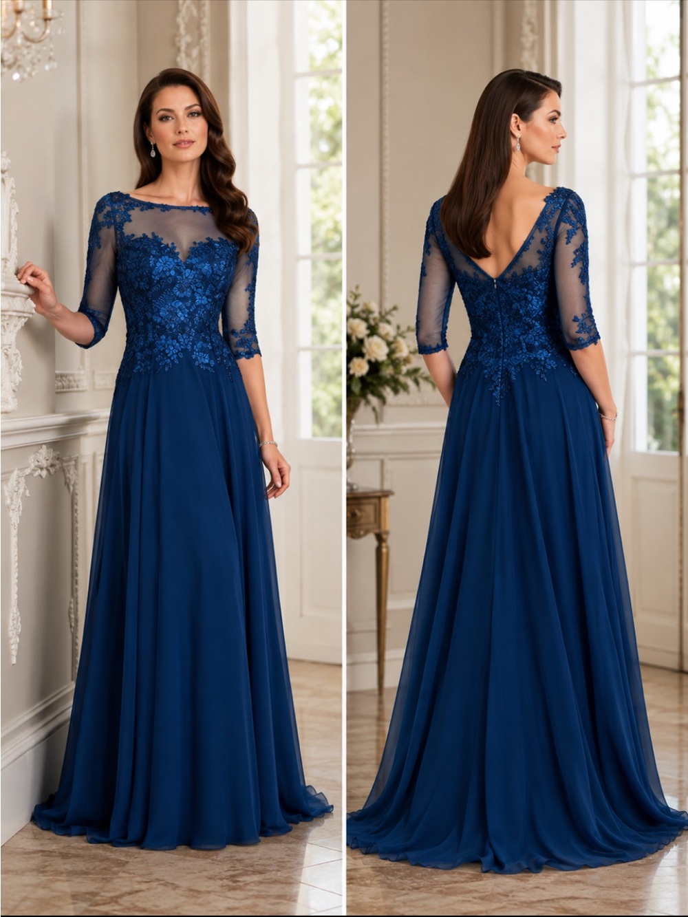 Montage Mon Cheri 3/4 sleeves beaded Mother of BRIDE/GROOM long Gown